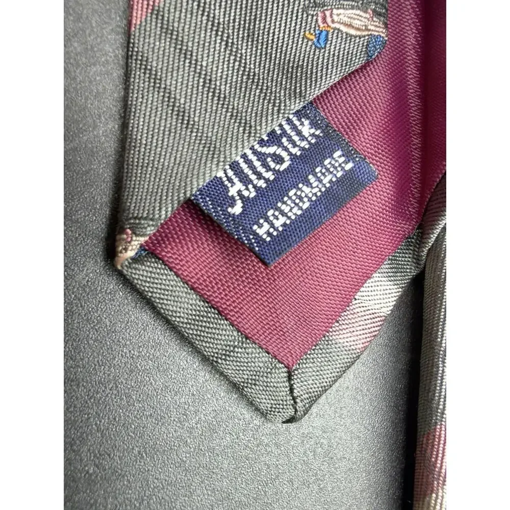 Vintage Stonehenge Silk Tie Mallard Duck Stripe Gray Pink 56” Novelty Necktie